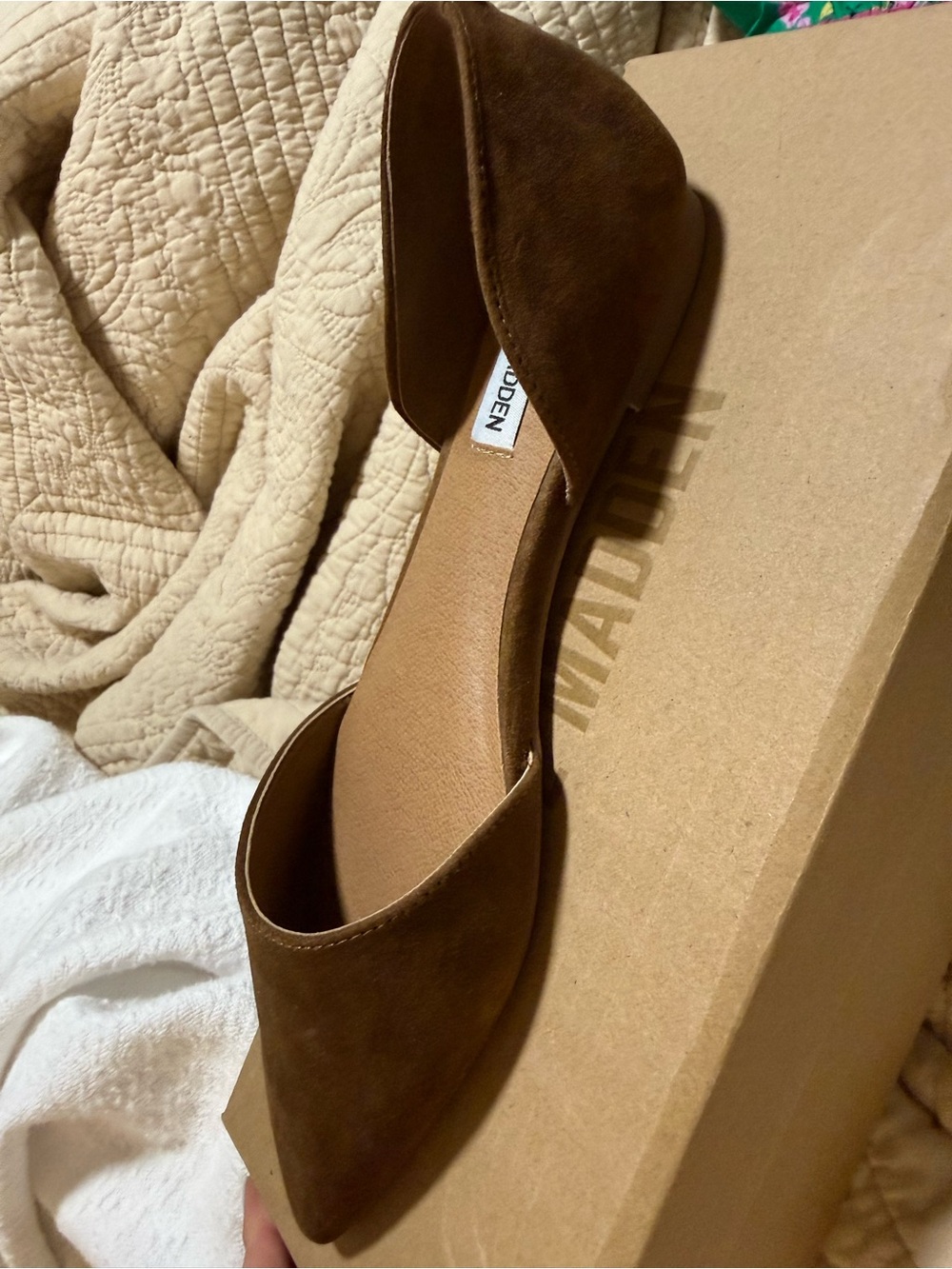 Steve Madden Women's Brown Suede D'Orsay Flat Cognac 8.5